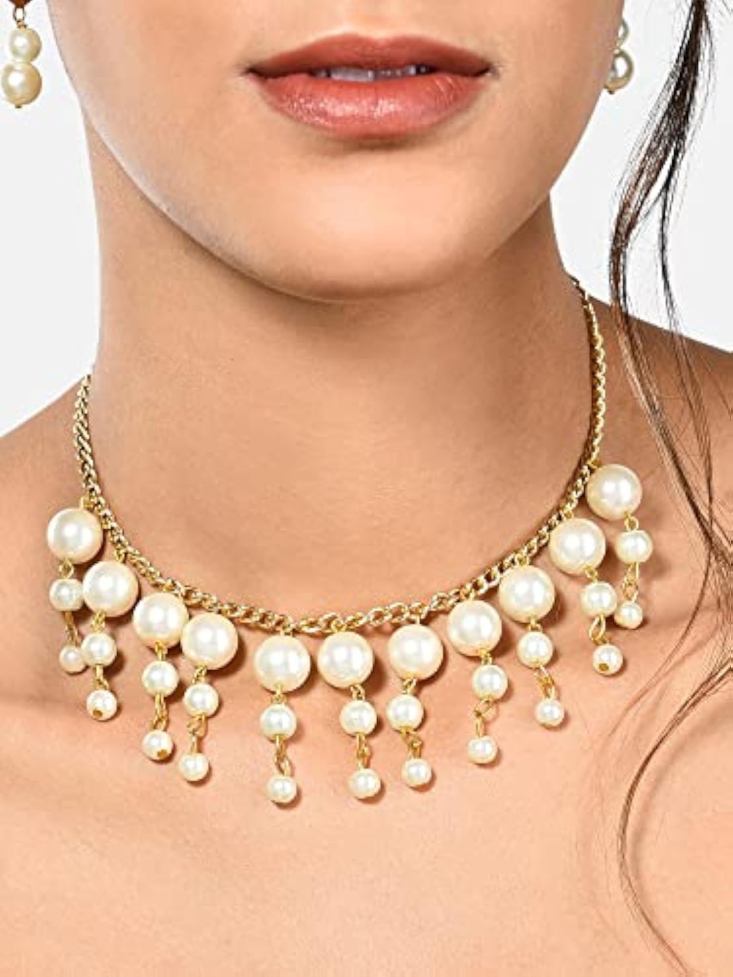Women's Contemporary Chain Drop Necklace & Earring Set, Gift for Her